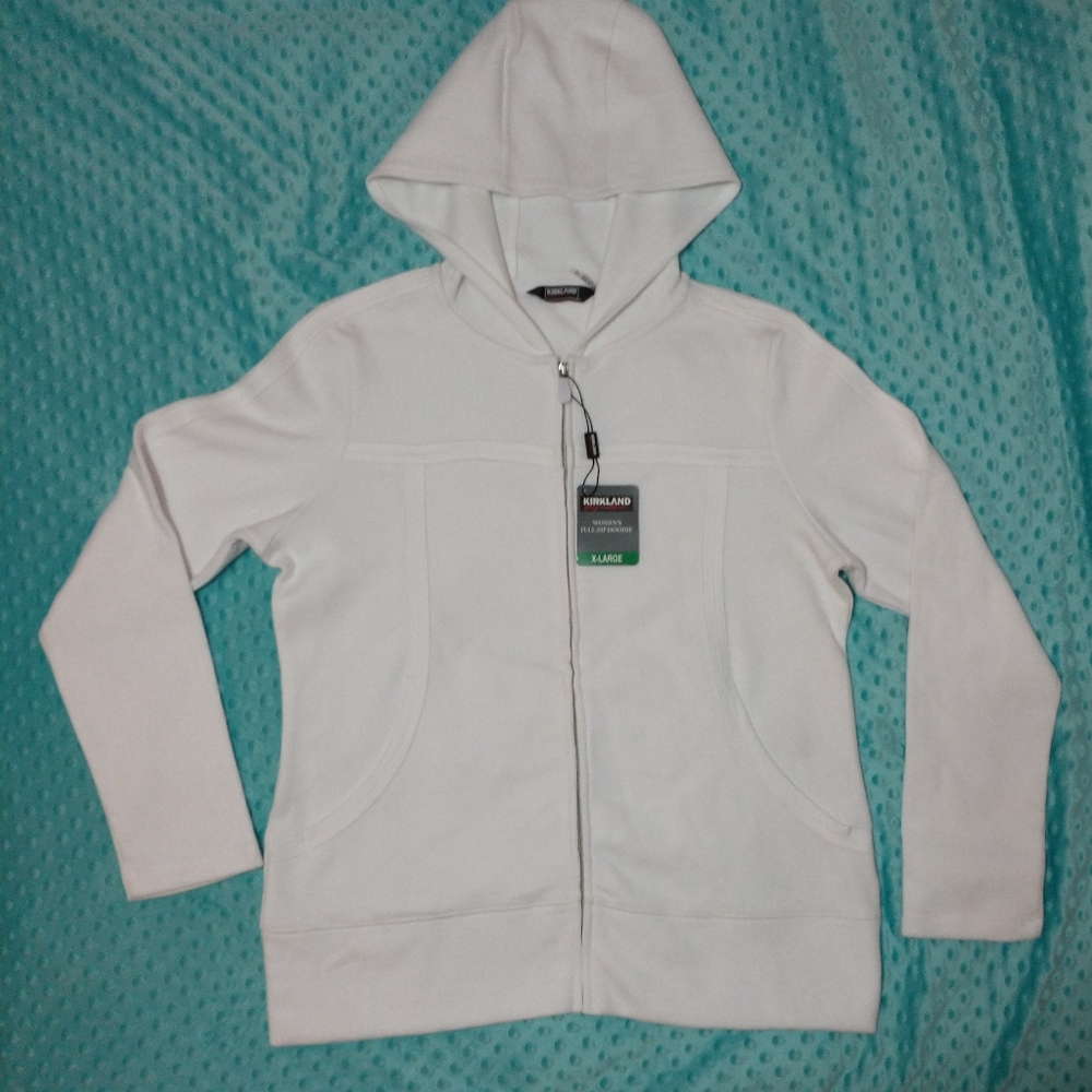 Kirkland signature white zip up hoodie